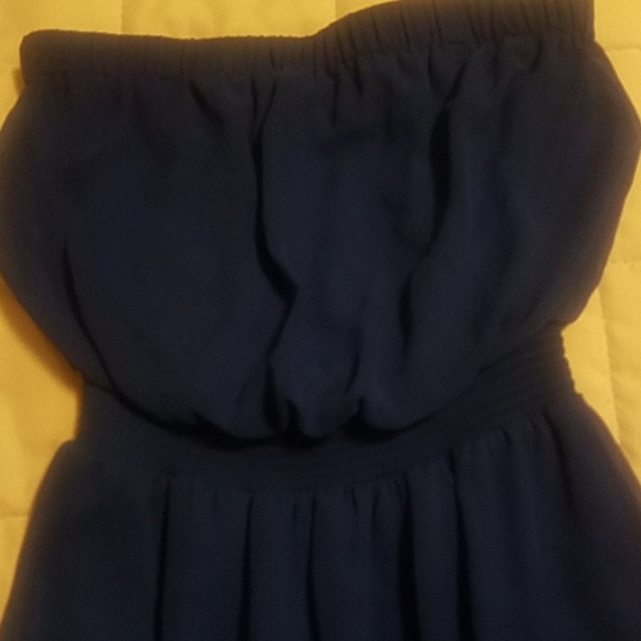 Express dark blue sheer, strapless sundress - Picture 2 of 5